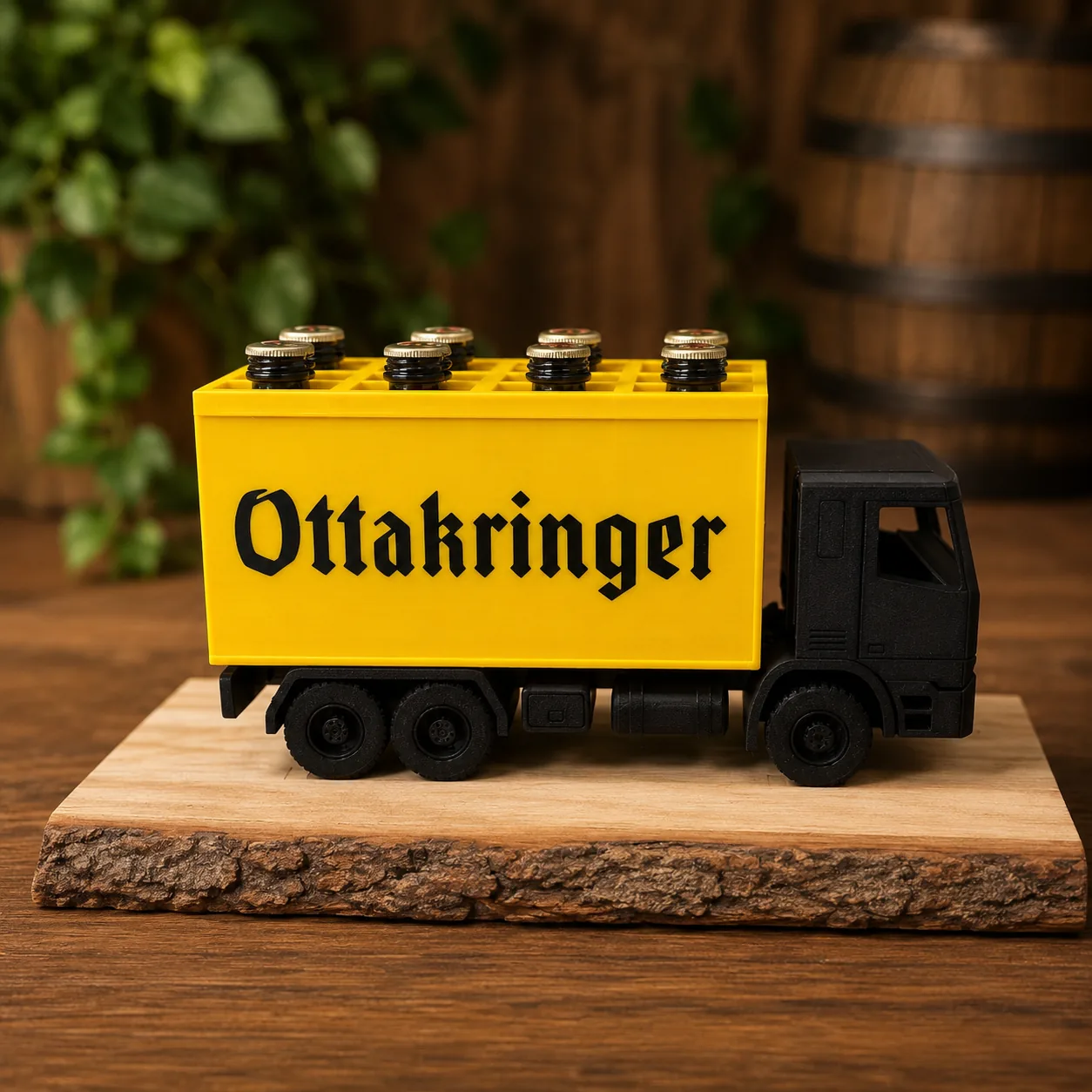 3D gedruckter Ottakringer-LKW als Flaschenträger — B2B Branding aus Wien, sofortdruck.at